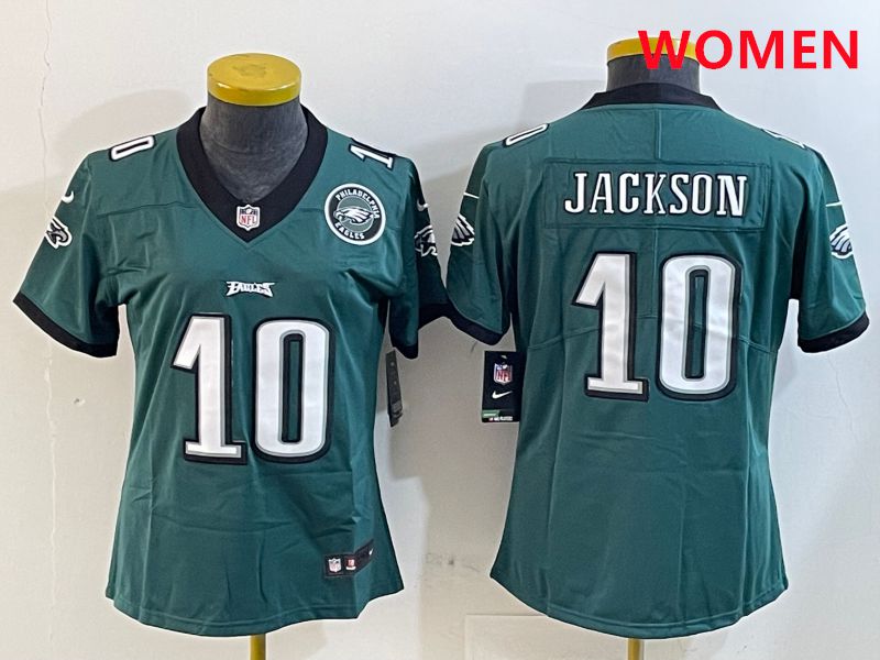 Women Philadelphia Eagles 10 Jackson Green Second generations 2025 Nike Vapor Limited NFL Jersey style 3